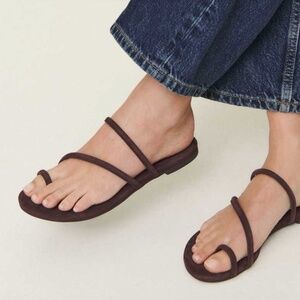 Reformation Ludo Toe Ring Strappy Flat Sandal Brown - Size 6.5